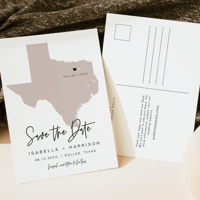 Carte de QUINN Texas Enregistrer la date (Coeur mo (Créateur téléchargé)