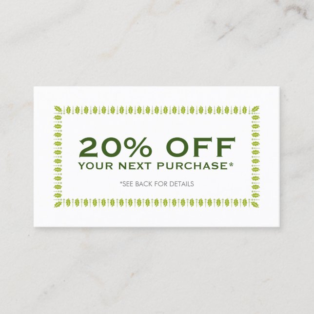 Carte de rabais Festive Green (Devant)