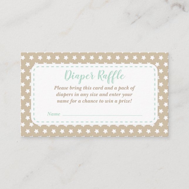 Carte de rabat baby shower | Mint et Tan (Devant)