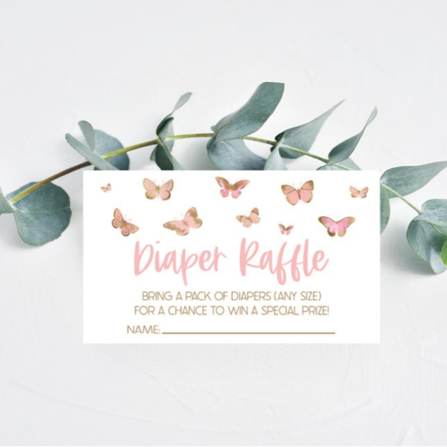 Carte de rabat Baby shower Papillon rose (Créateur téléchargé)