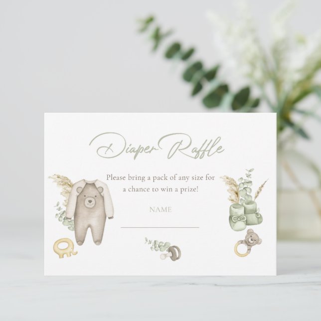 Carte de rabat Baby shower pour bébé vert (Debout devant)