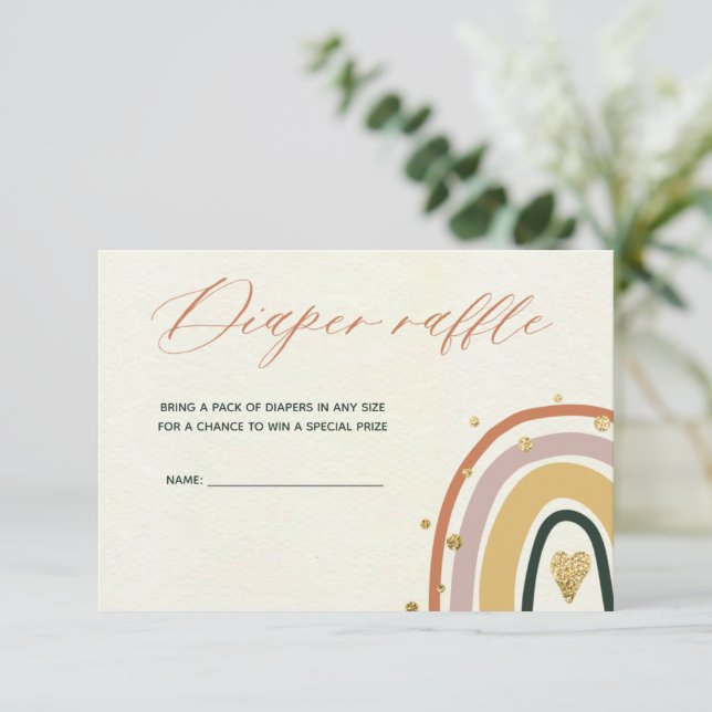Carte de rabat Baby shower Rainbow Boho Gold (Debout devant)