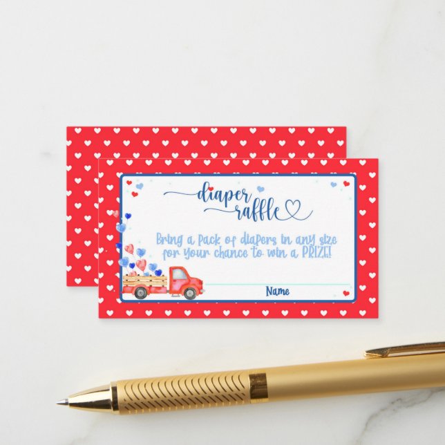 Carte de rabat du Baby shower de coupe-coeur (Devant/Arrière en situation)