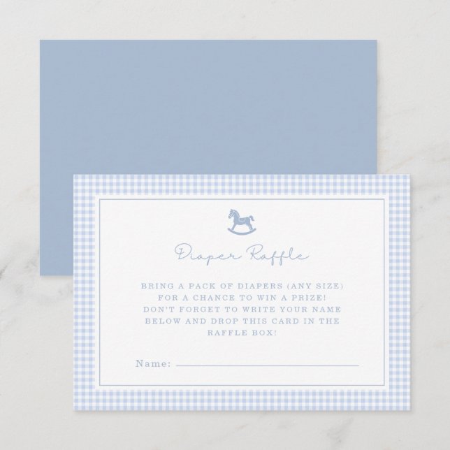 Carte de rabat En vichy Cheval Rocheux bleu (Devant / Derrière)