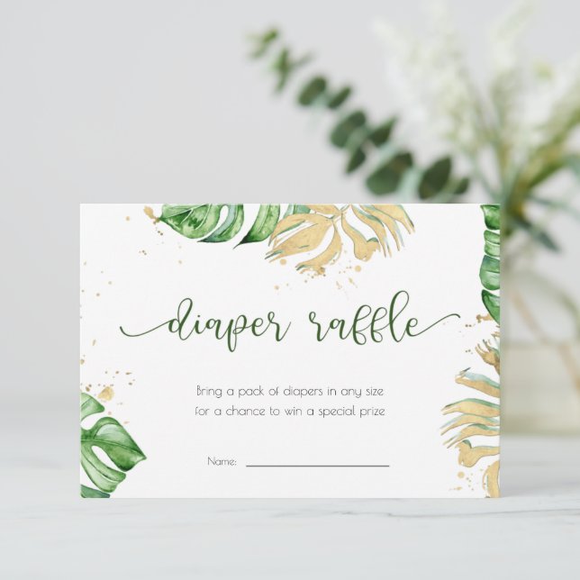 Carte de rabat Tropical Gold Baby shower (Debout devant)