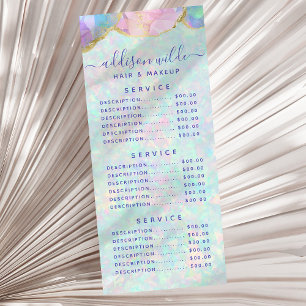 Carte de rack de liste de prix moderne pastel de p