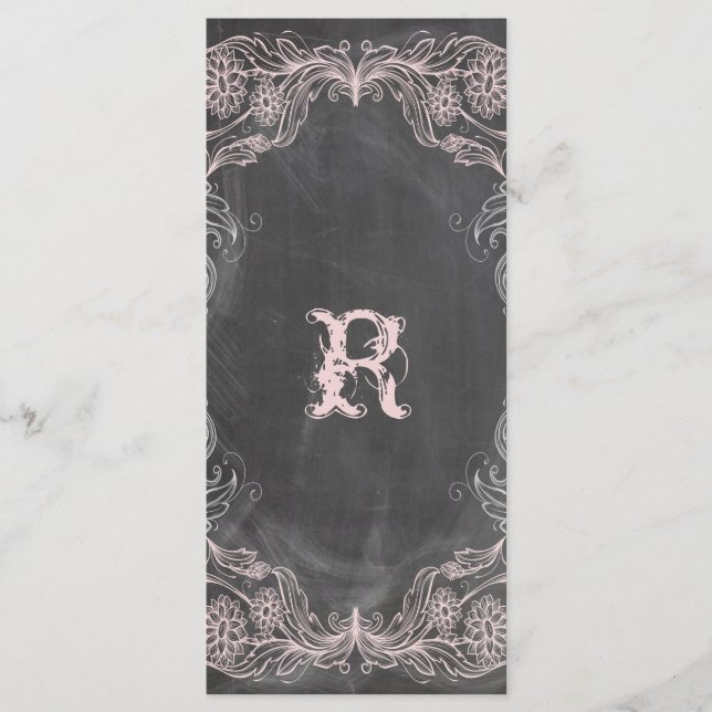 Carte de rack du programme de fleurs rose antique  (Devant)