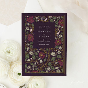 Carte de rappel burgundy florale en or