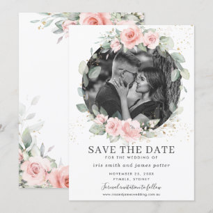 Carte de rappel chic rose blush floral pour photo