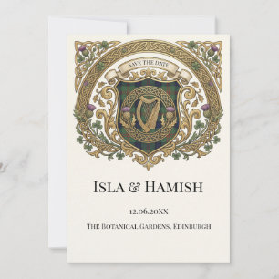 Carte de rappel de date de mariage à monogramme ce