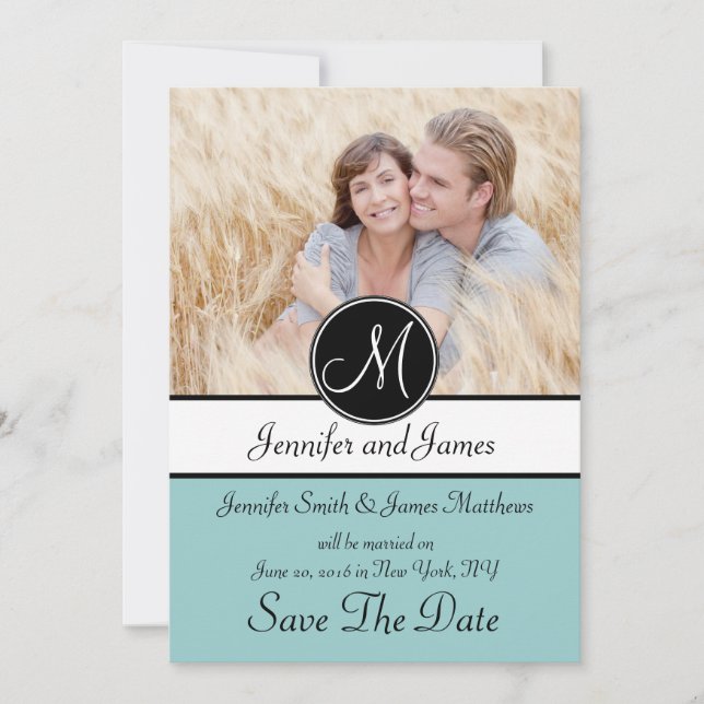 Carte de rappel de date de mariage à monogramme ph (Devant)