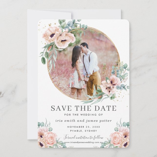 Carte de rappel de date de mariage à photo de verd (Devant)