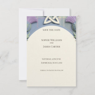 Carte de rappel de date de mariage au tartan celti