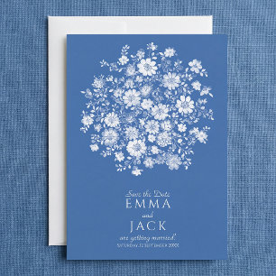 Carte de rappel de date de mariage avec bouquet fl