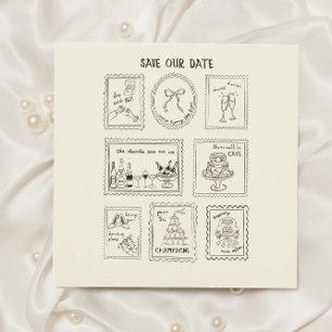 Carte de rappel de date de mariage avec timbre-pos