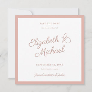 Carte de rappel de date de mariage carrée à bordur