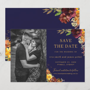 Carte de rappel de date de mariage florale orange 