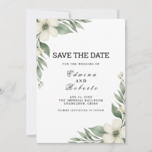 Carte de rappel de mariage à la flore d'anémone bl