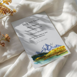 Carte de rappel de mariage à l'aquarelle Montagne 