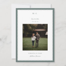 Carte de rappel de mariage à photo avec des bords 