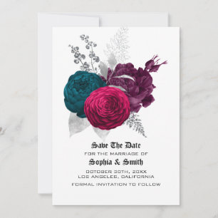 Carte de rappel de mariage à plat floral gothique