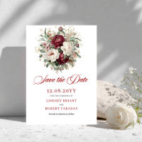 Carte de rappel de mariage Burgundy Blush raffinée