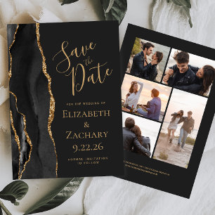 Carte de rappel de mariage élégante 'Black Gold Ag