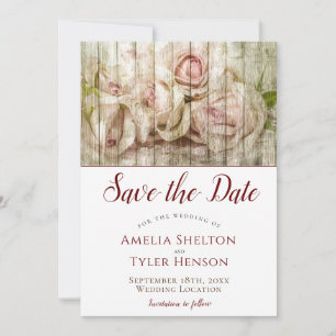 Carte de rappel de mariage en bois rustique vintag