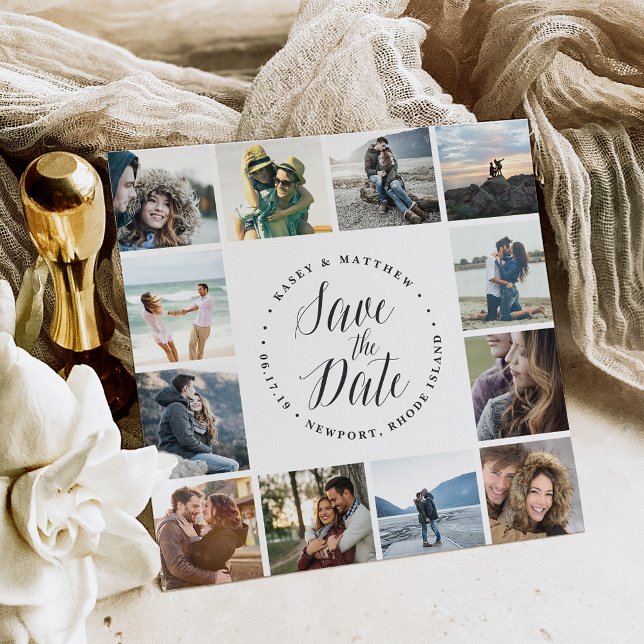 Carte de rappel de mariage en collage photo carré  (Créateur téléchargé)