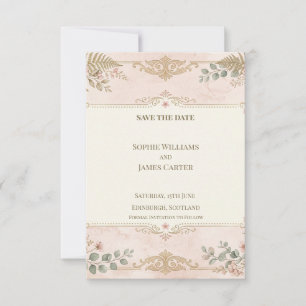 Carte de rappel de mariage en or rose botanique
