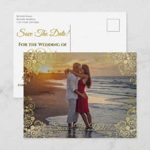 Carte de rappel de mariage photo en filigrane d'or