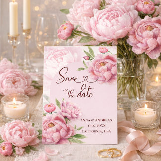 Carte de rappel de mariage Rose Pivoine