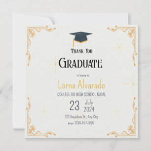 Carte de rappel de remise de diplôme blanche