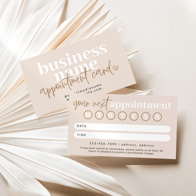 Carte de rappel de rendez-vous Boho moderne (Appointment Reminder Card)