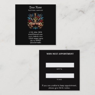 Carte de rappel de rendez-vous de salon de tatouag