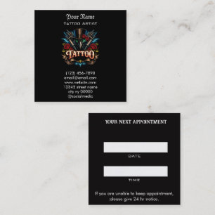 Carte de rappel de rendez-vous de salon de tatouag
