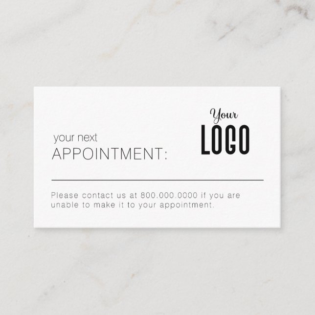 Carte de rappel de rendez-vous pour logo professio (Devant)