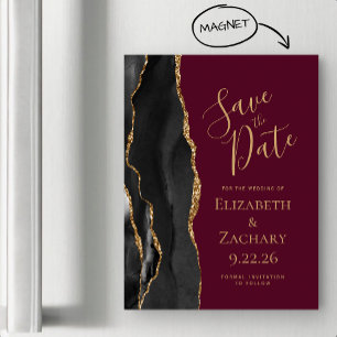 Carte de rappel magnétique Burgundy Black Agate