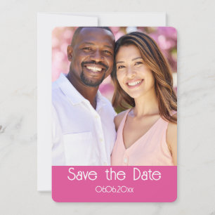 Carte de rappel photo rose et blanc pour save the