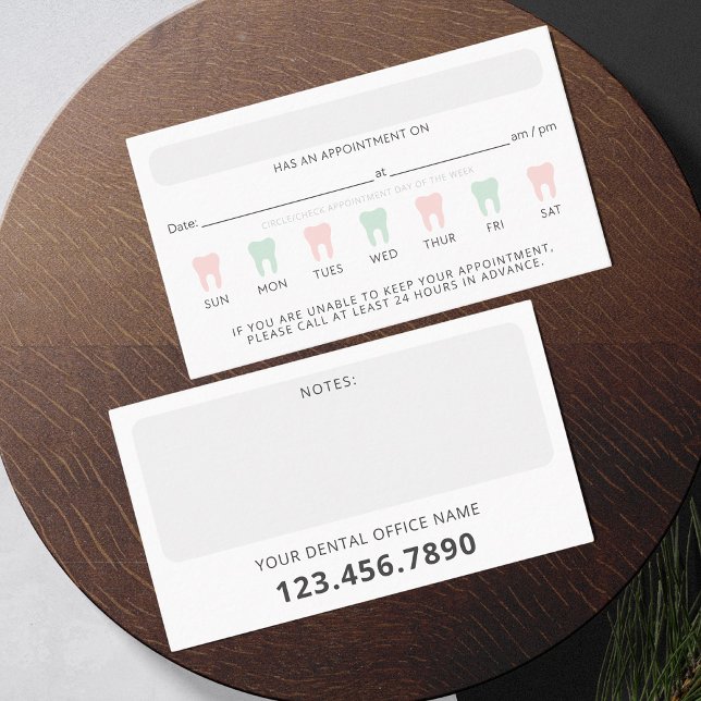 Carte de rappel pour les dentistes dentaires moder (Créateur téléchargé)
