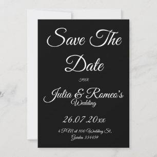 Carte de rappel "Save The Date" avec écriture blan