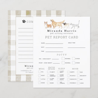 Carte de rapport d'animal familier Garde d'animaux
