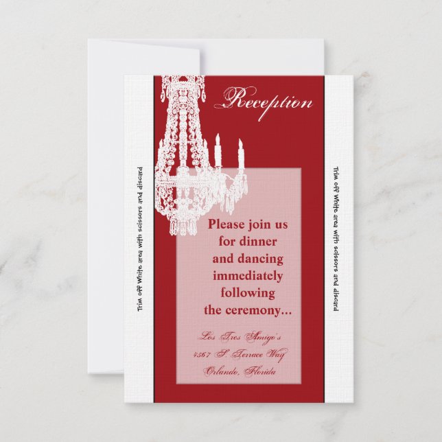 Carte de réception 3,5 x 7 cristal Chandelier Glit (Devant)