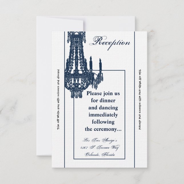 Carte de réception 3,5 x 7 cristal Chandelier Glit (Devant)