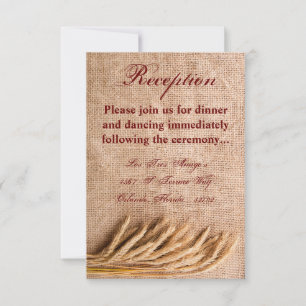 Carte de réception 3,5x5 Blé sur le sac Burlap