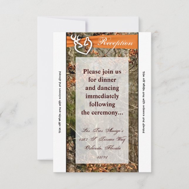 Carte de réception 3,5x7 Couple de cerfs Biche et  (Devant)