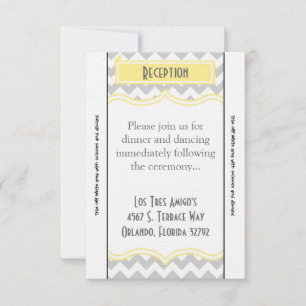 Carte de réception 3,5x7 Gris clair Chevron jaune