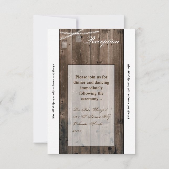 Carte de réception 3,5x7 Lumières de jarres en ver (Devant)