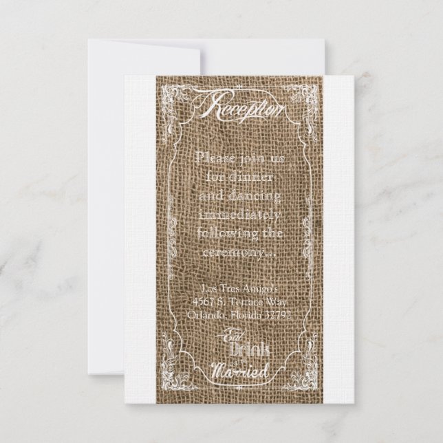 Carte de réception 3,5x7 Manger Boire Se Marier Bu (Devant)