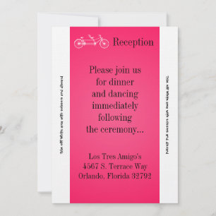 Carte de réception 3,5x7 Vélo double rose